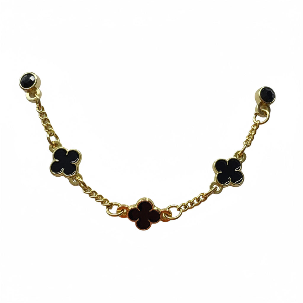 PIN METALICO CADENA TRÉBOL BLACK GOLD