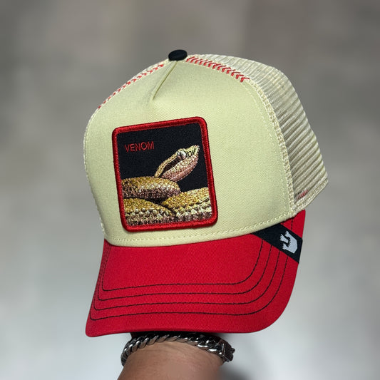 GOORIN BROS VENOM BEIGE RED VISOR