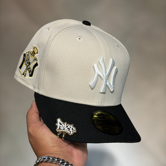 59FIFTY NY YANKEES BEIGE BLACK VISOR
