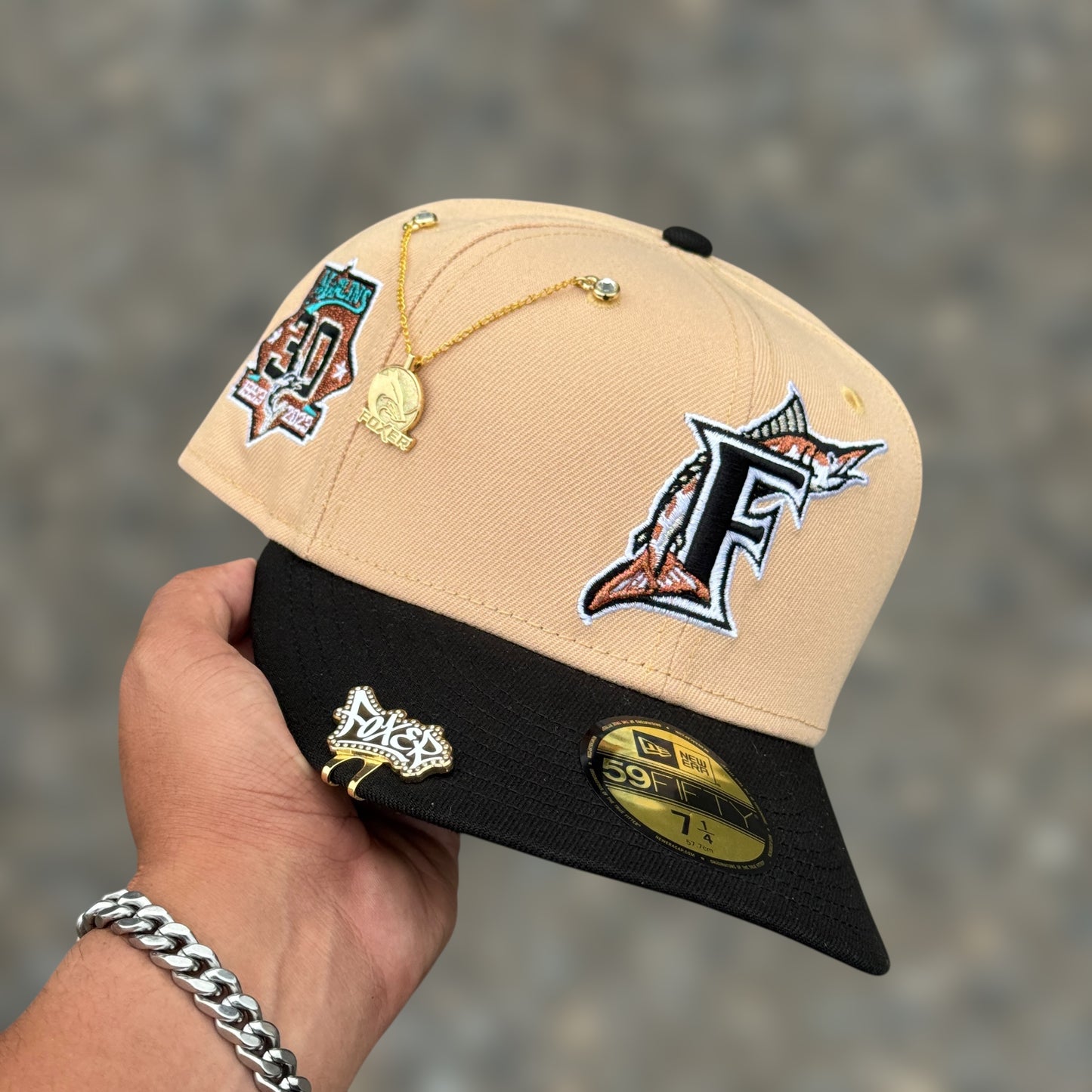 59FIFTY FLORIDA MARLINS BEIGE BLACK VISOR