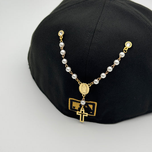 PIN CADENA ROSARIO BLANCO VIRGEN