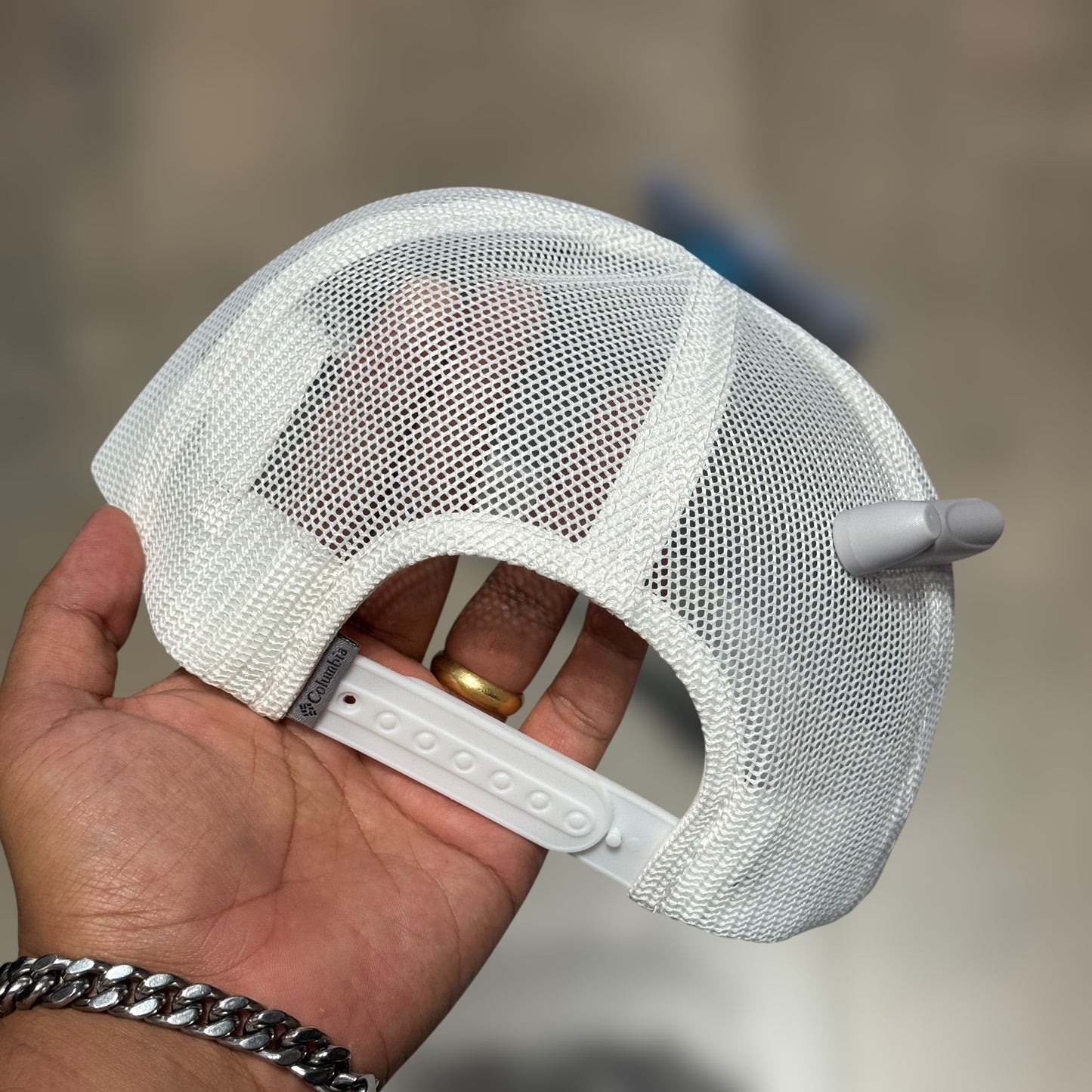 GORRA COLUMBIA TURQUEZA MALLA BLANCA