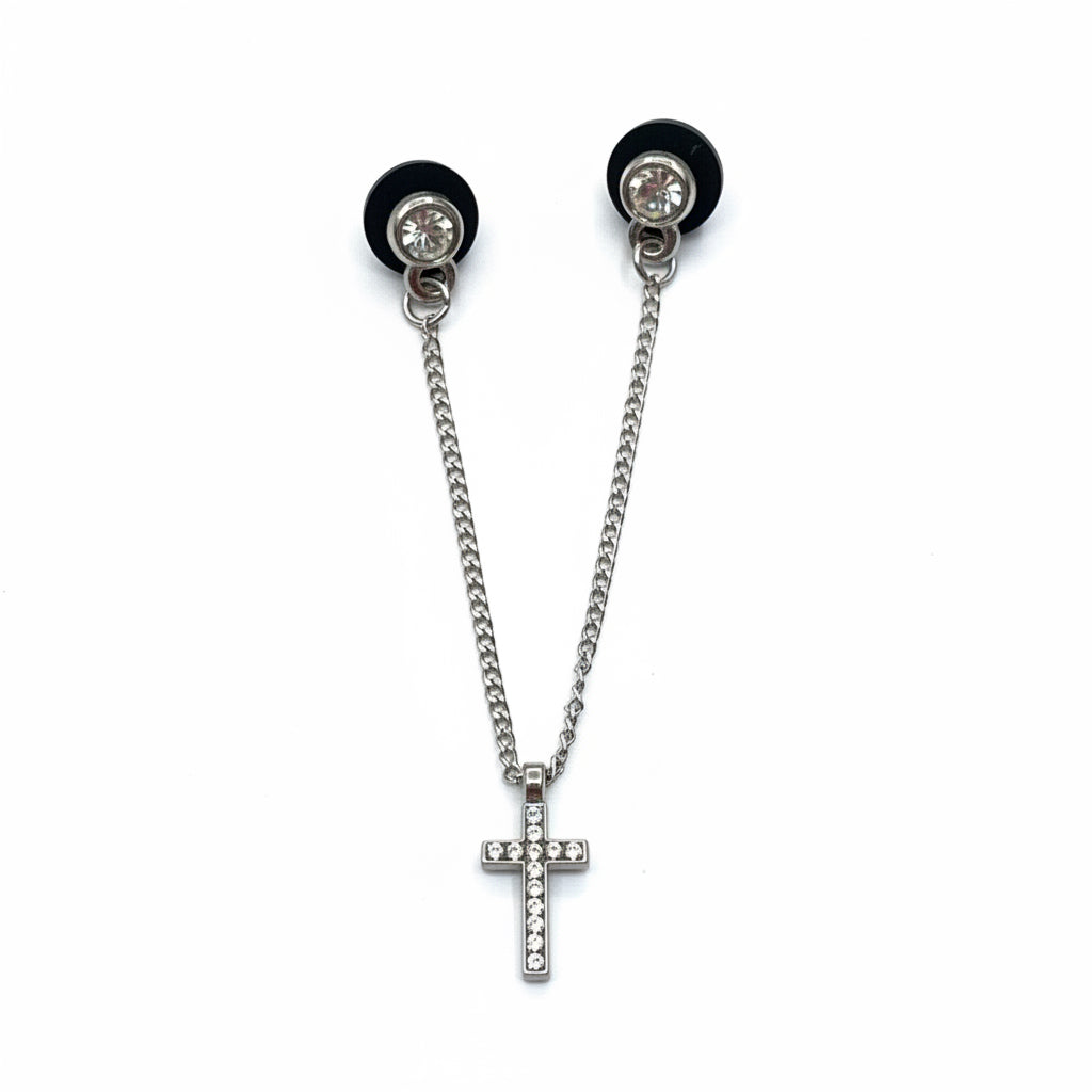 PIN METALICO CADENA CRUZ SILVER