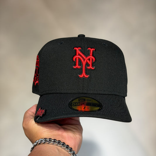 59FIFTY NY METS BLACK UNDERVISOR RED PATCH FINAL SEASON