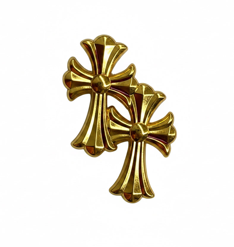 PIN METALICO CRUCES DORADAS