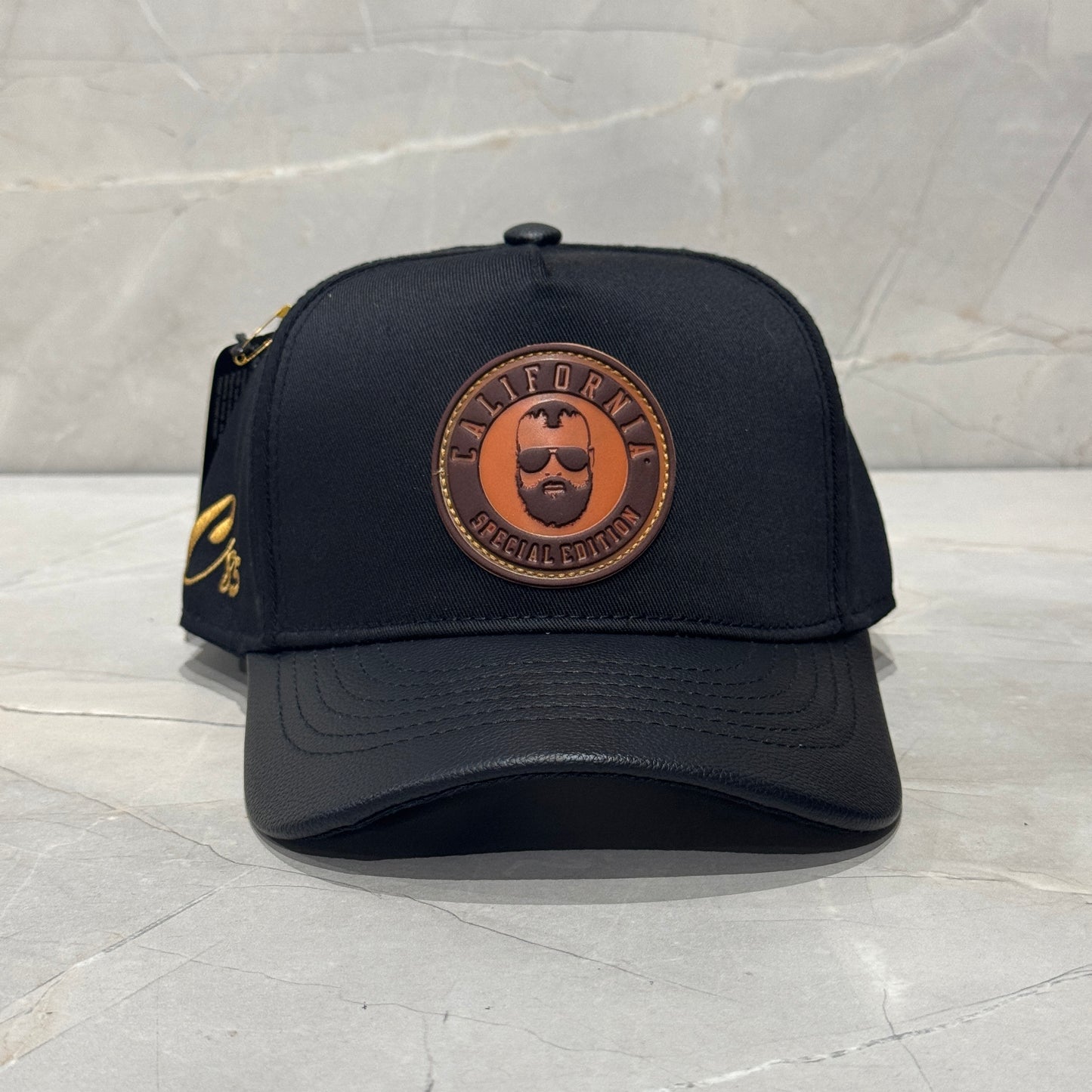 CALIFORNIA BLACK LEATHER VISOR