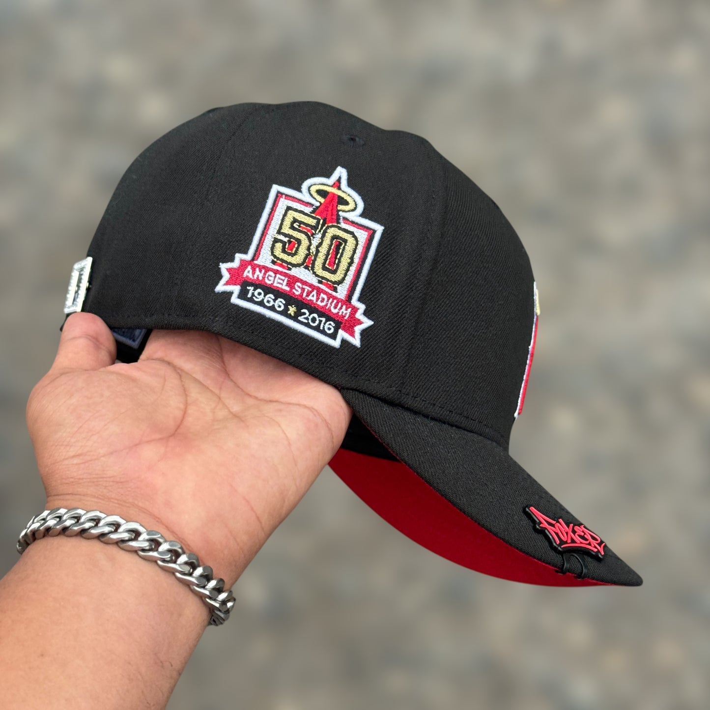 59FIFTY ANGEL BLACK UNDERVISOR RED 50TH STADIUM 1996 -2016