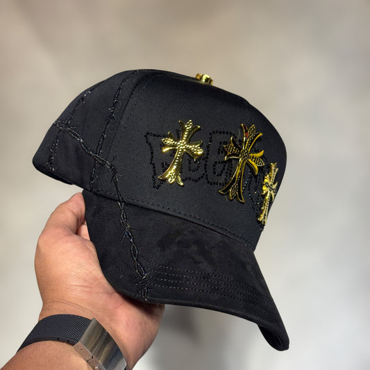 BELICA BIG BOSS BENDECIDO BLACK/GOLD 3 CRUCES