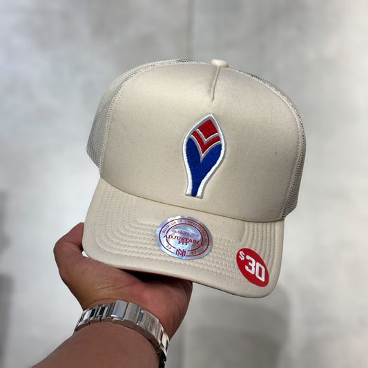ATLANTA BRAVES MITCHELL BEIGE TRUCKER