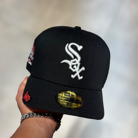 59FIFTY WHITE SOX BLACK UNDERVISOR RED WHITE LOGO 2005