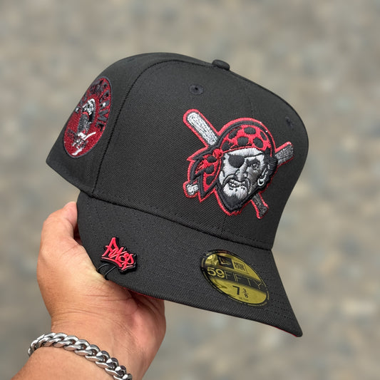 59FIFTY PIRATES PITTSBURGH RETRO LOG BLACK RED UNDERVISOR