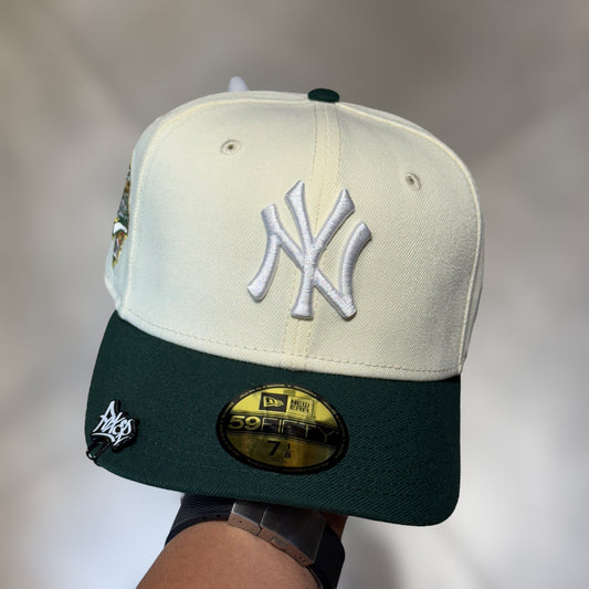 59FIFTY NY YANKEES BEIGE WHITE LOGO VISOR DARK GREEN WS 1996