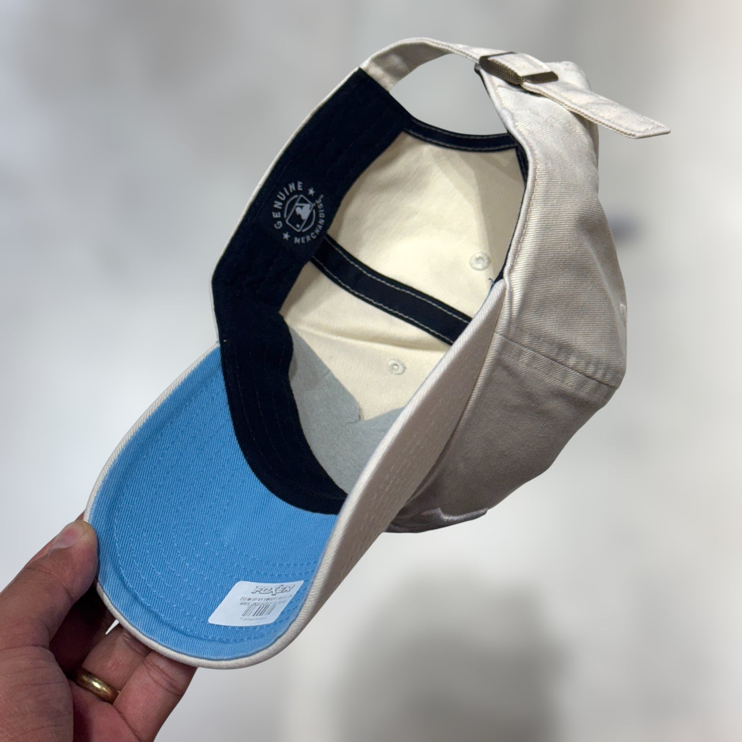 47BRAND CLEAN UP NY YANKEES BEIGE WHITE LOGO UNDERVISOR SKYBLUE