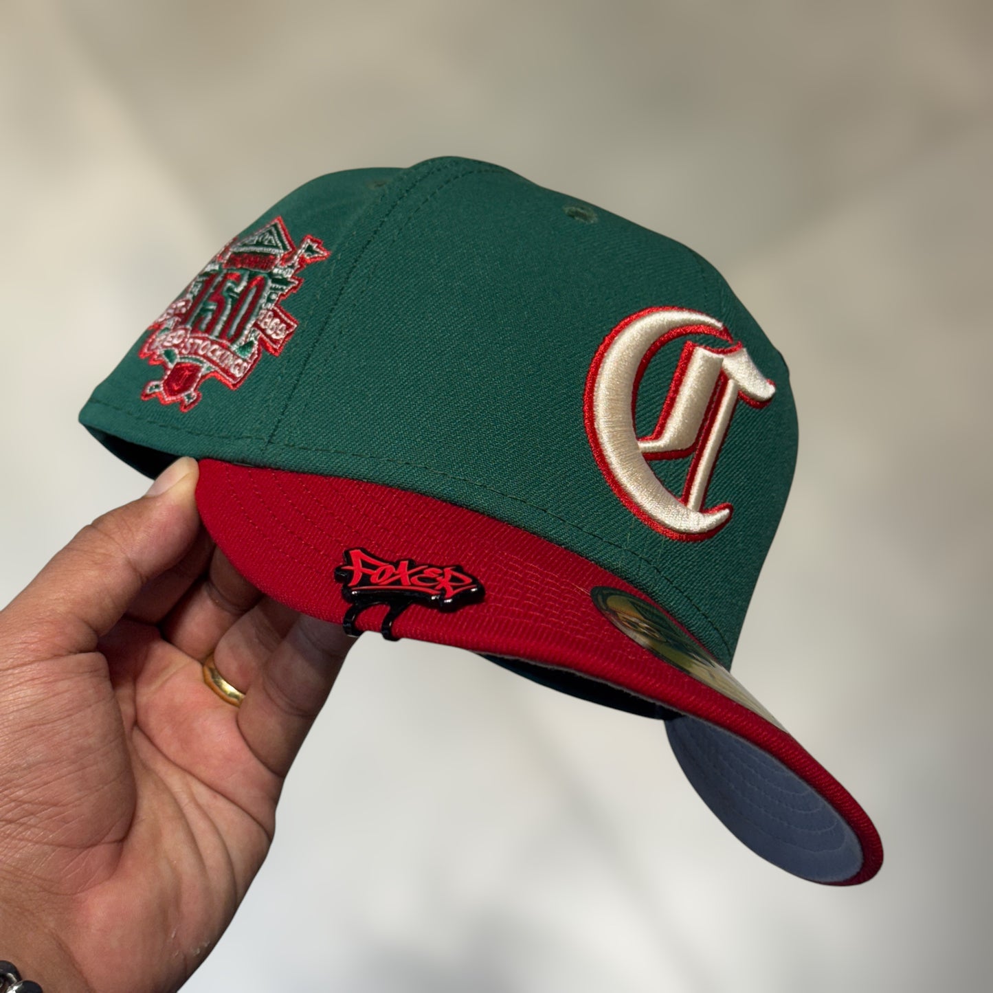 59FIFTY CINCINNATI REDS GREEN RED 150TH ANNIVERSARY OLD LOGO