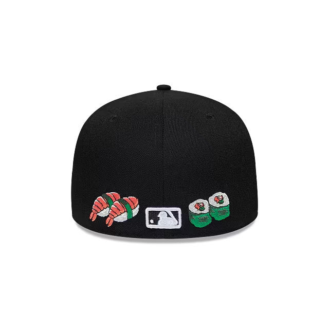 59FIFTY WHITE SOX BLACK WHITE LOGO FOOD SUSHI TALLA 71/4