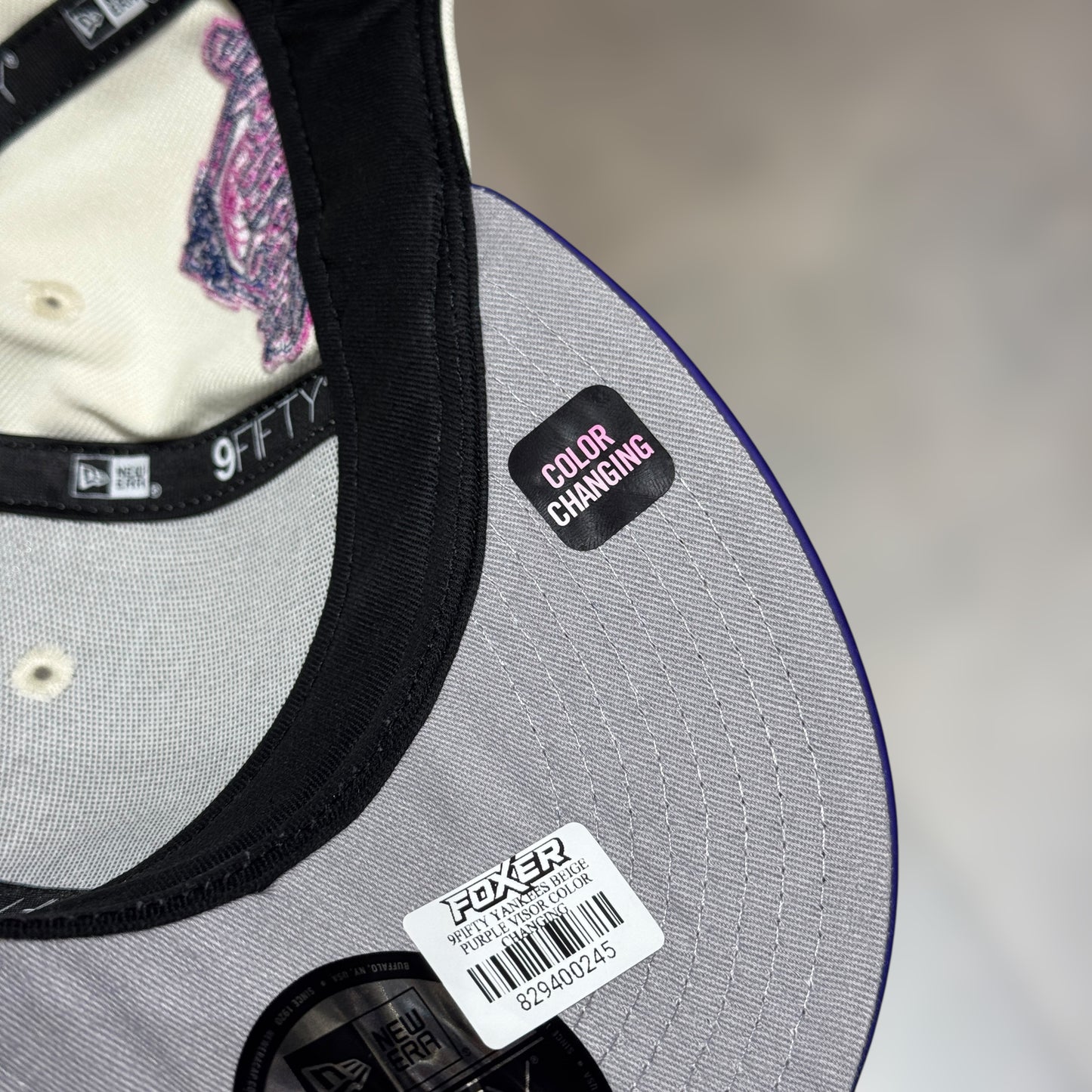 9FIFTY COLOR CHANGING NY YANKEES BEIGE PURPLE VISOR WS 1996