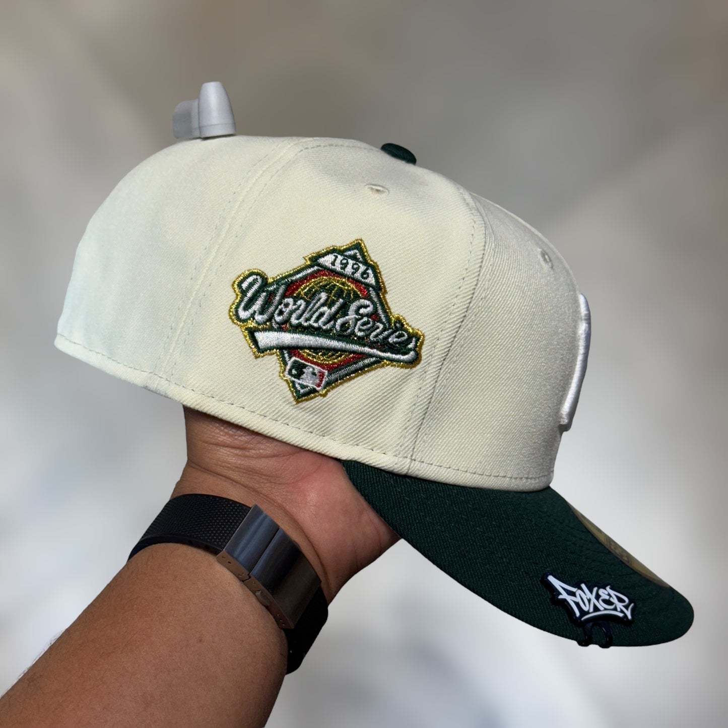 59FIFTY NY YANKEES BEIGE WHITE LOGO VISOR DARK GREEN WS 1996