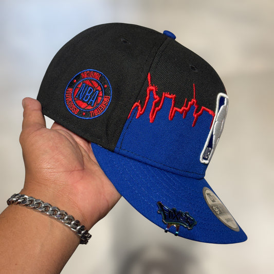 9FIFTY NBA BLUE BLACK LOGOS PARCHE LATERAL