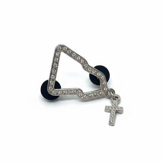 PIN METALICO BORDE NE CON CRUZ PLATEADA