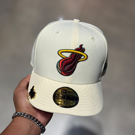 59FIFTY MIAMI HEAT BEIGE UNDERVISOR NEON