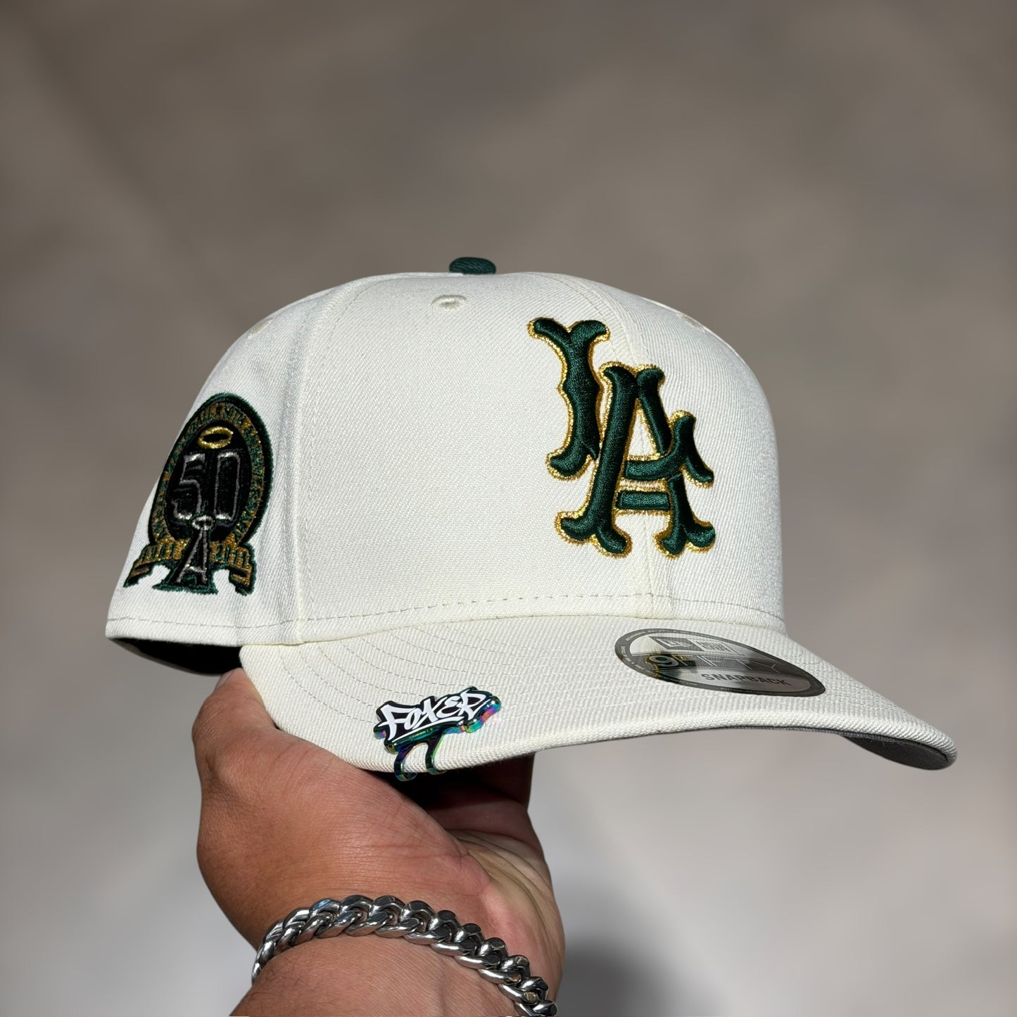 9FIFTY LA DODGERS BEIGE GREEN LOGO 50TH