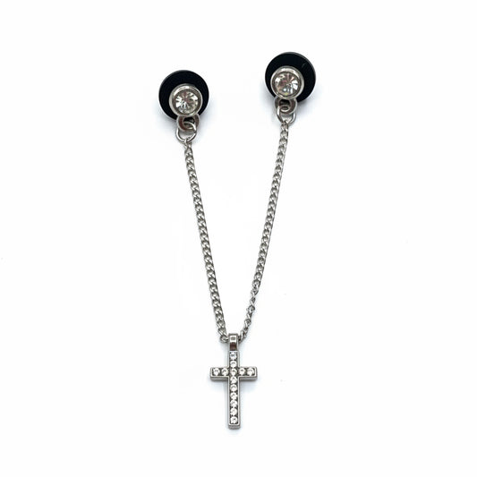 PIN METALICO CADENA CRUZ SILVER