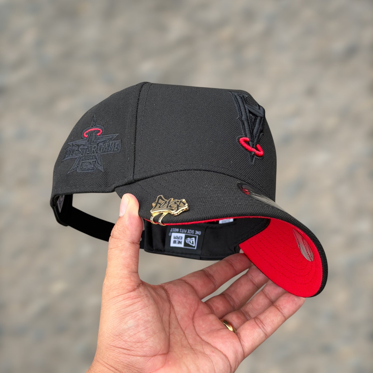 9FORTY ANGELS UPSIDE DOWN LOGO BLACK RED