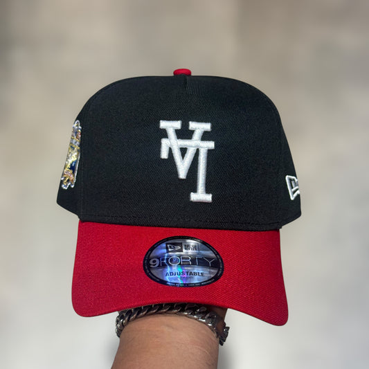 9FORTY A FRAME LA DODGERS UPSIDE DOWN BLACK VISER RED 40TH