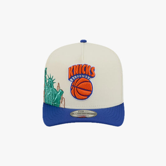 9FIFTY A FRAME KNICKS BEIGE BLUE VISOR HWC