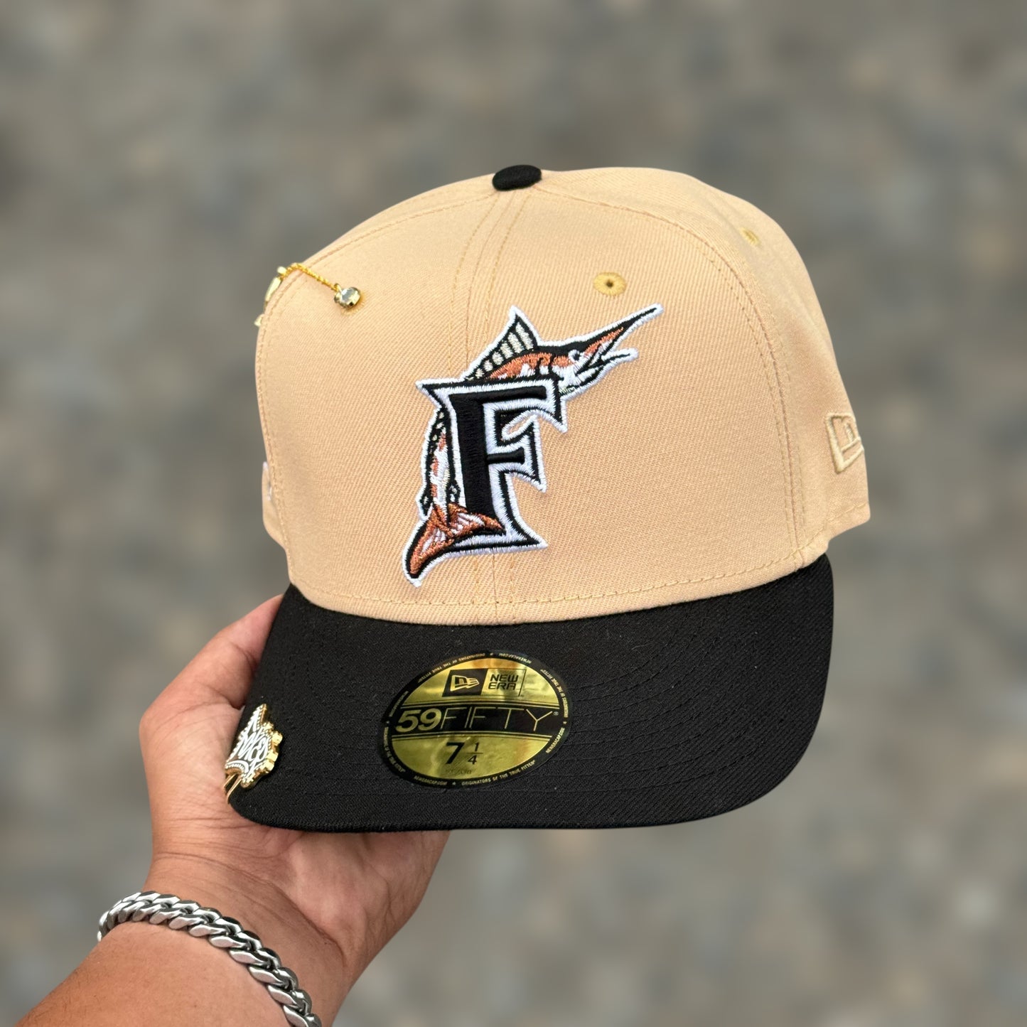 59FIFTY FLORIDA MARLINS BEIGE BLACK VISOR