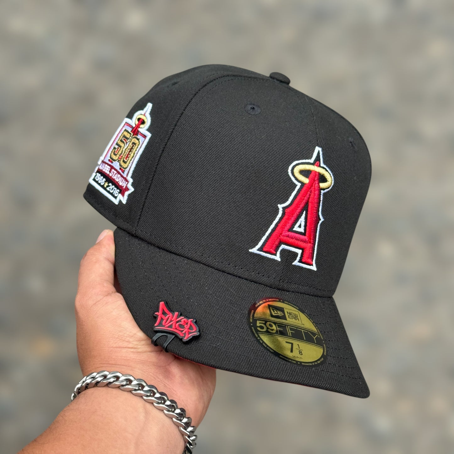 59FIFTY ANGEL BLACK UNDERVISOR RED 50TH STADIUM 1996 -2016
