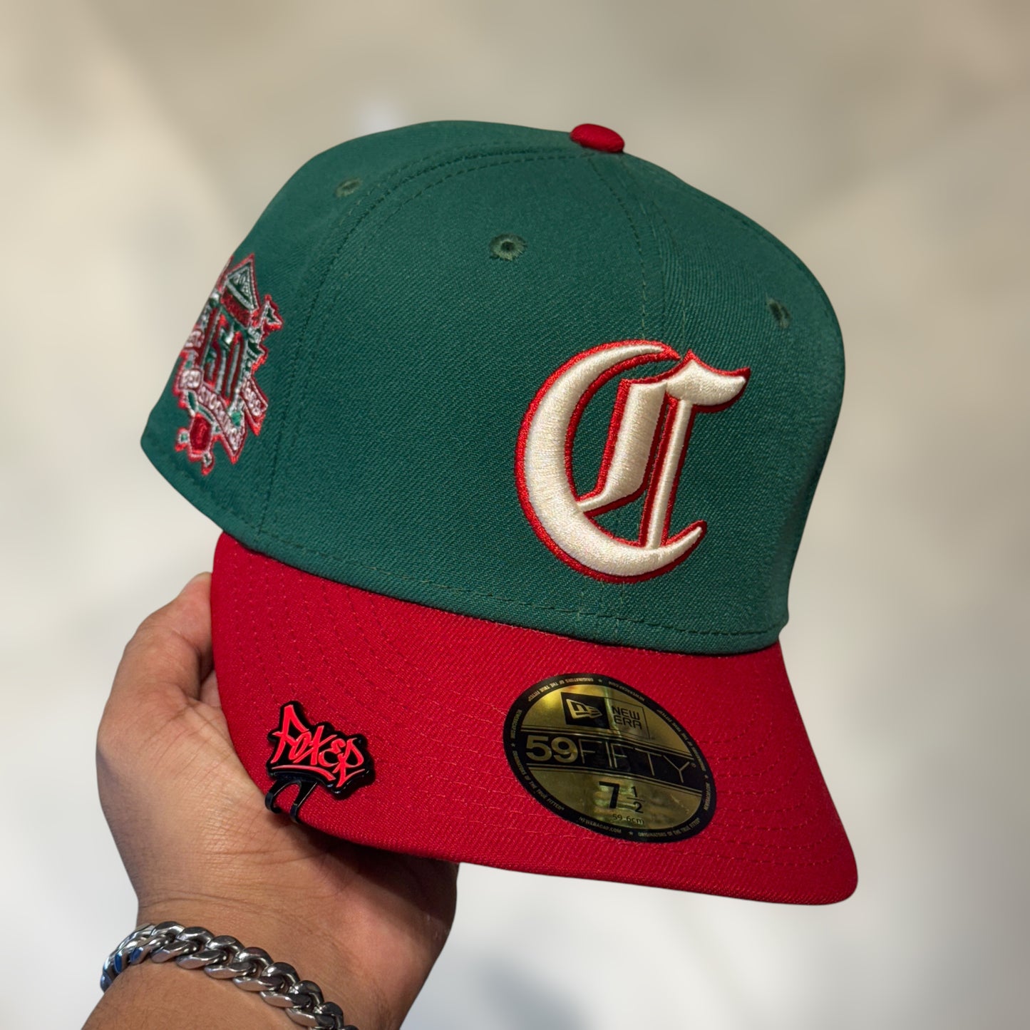 59FIFTY CINCINNATI REDS GREEN RED 150TH ANNIVERSARY OLD LOGO