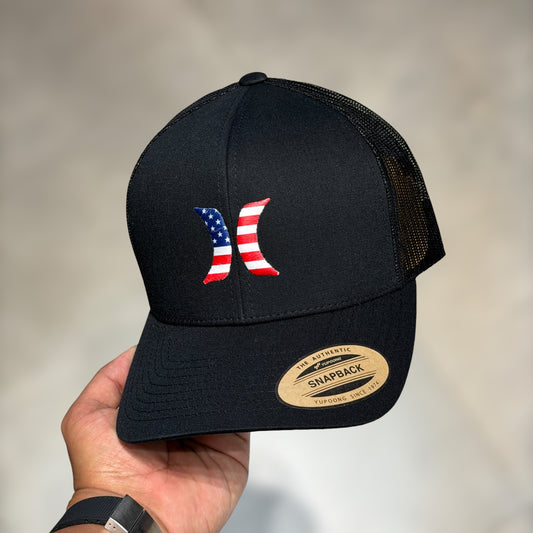 Hurley trucker black usa logo