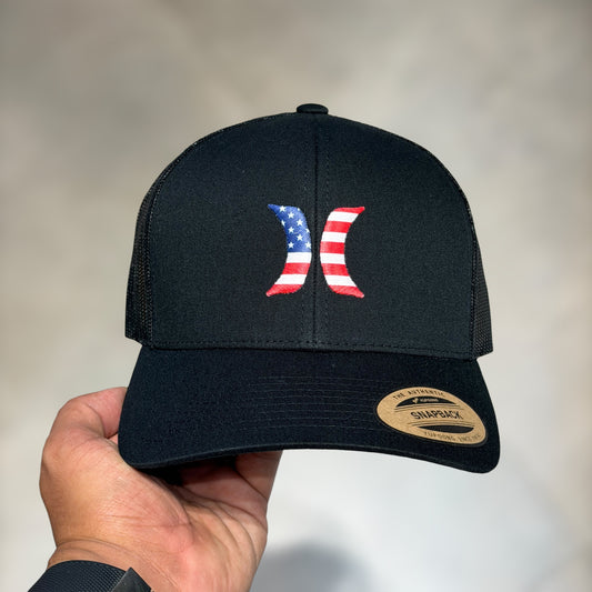 Hurley trucker black usa logo
