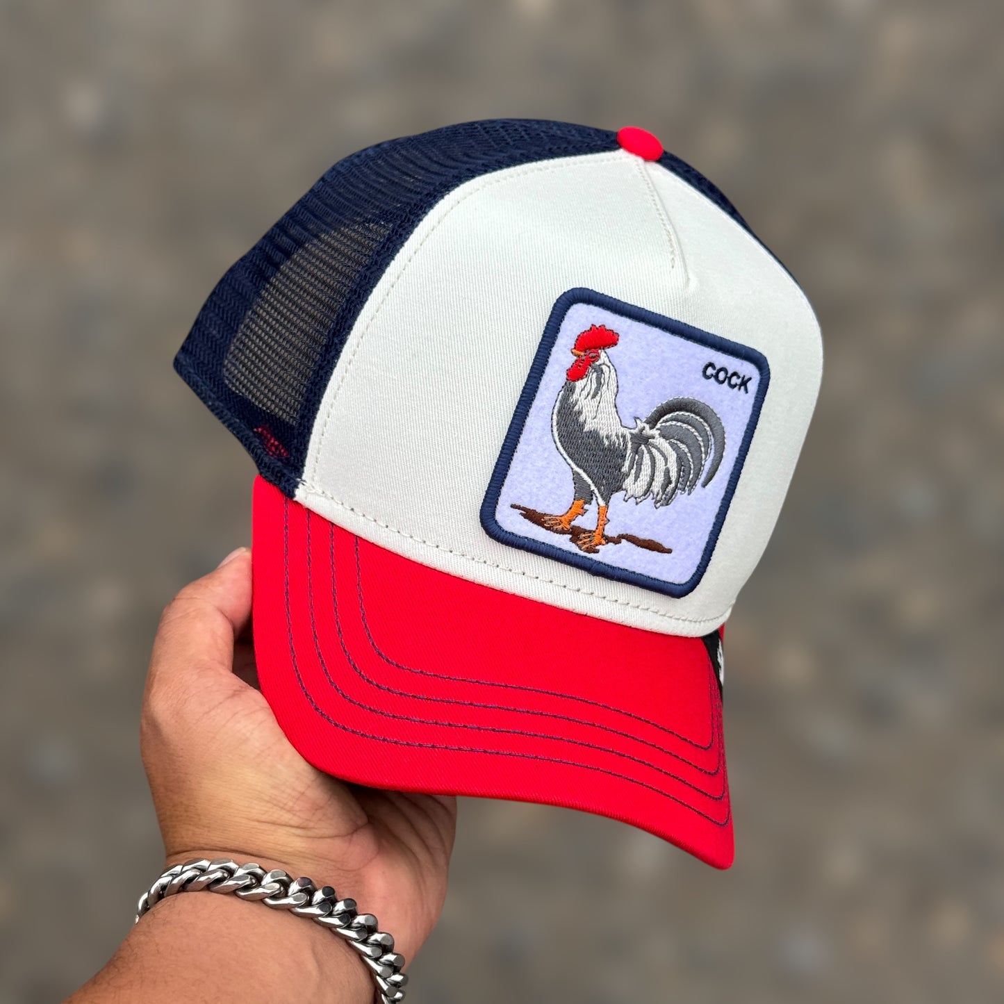 GOORIN BROS COCK BEIGE RED VISOR