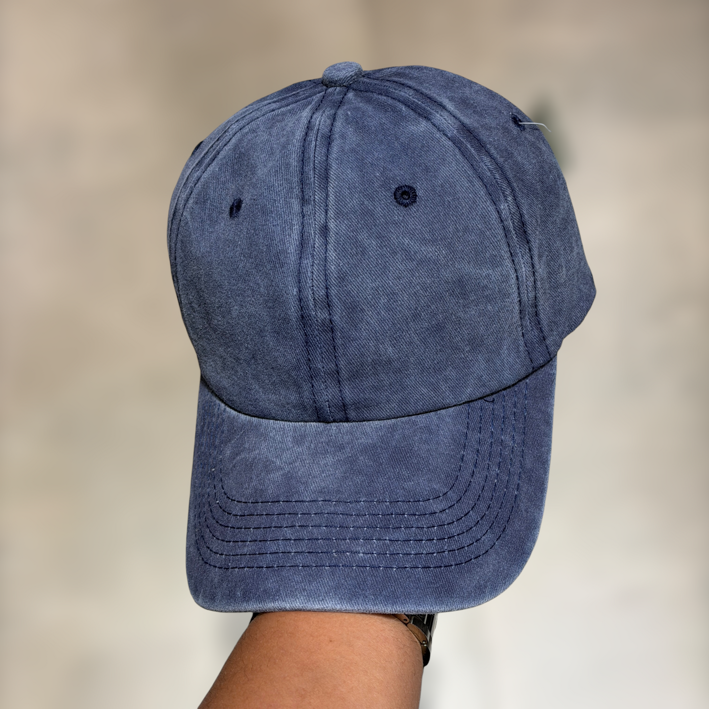 GORRA WASHED azul llana para bordados