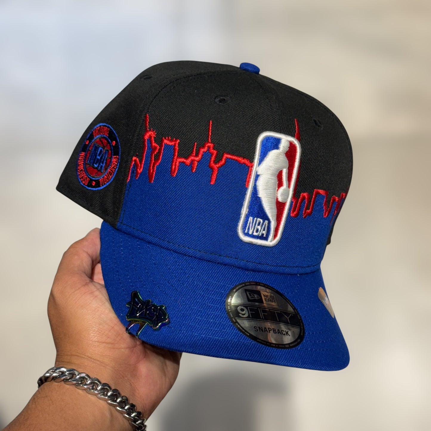 9FIFTY NBA BLUE BLACK LOGOS PARCHE LATERAL