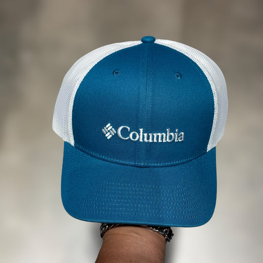 GORRA COLUMBIA TURQUEZA MALLA BLANCA