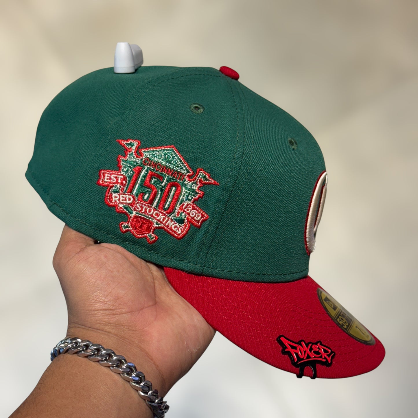 59FIFTY CINCINNATI REDS GREEN RED 150TH ANNIVERSARY OLD LOGO