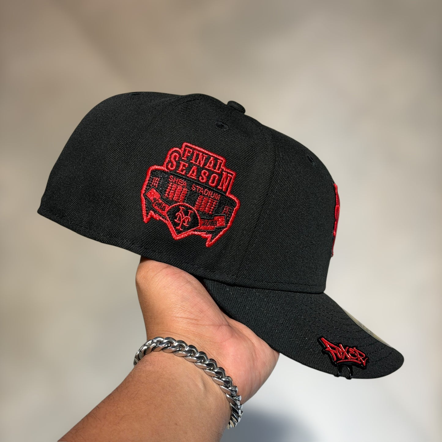 59FIFTY NY METS BLACK UNDERVISOR RED PATCH FINAL SEASON