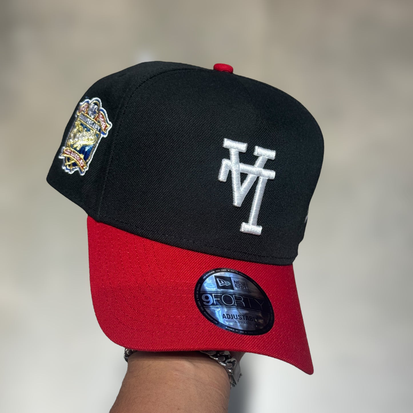 9FORTY A FRAME LA DODGERS UPSIDE DOWN BLACK VISER RED 40TH