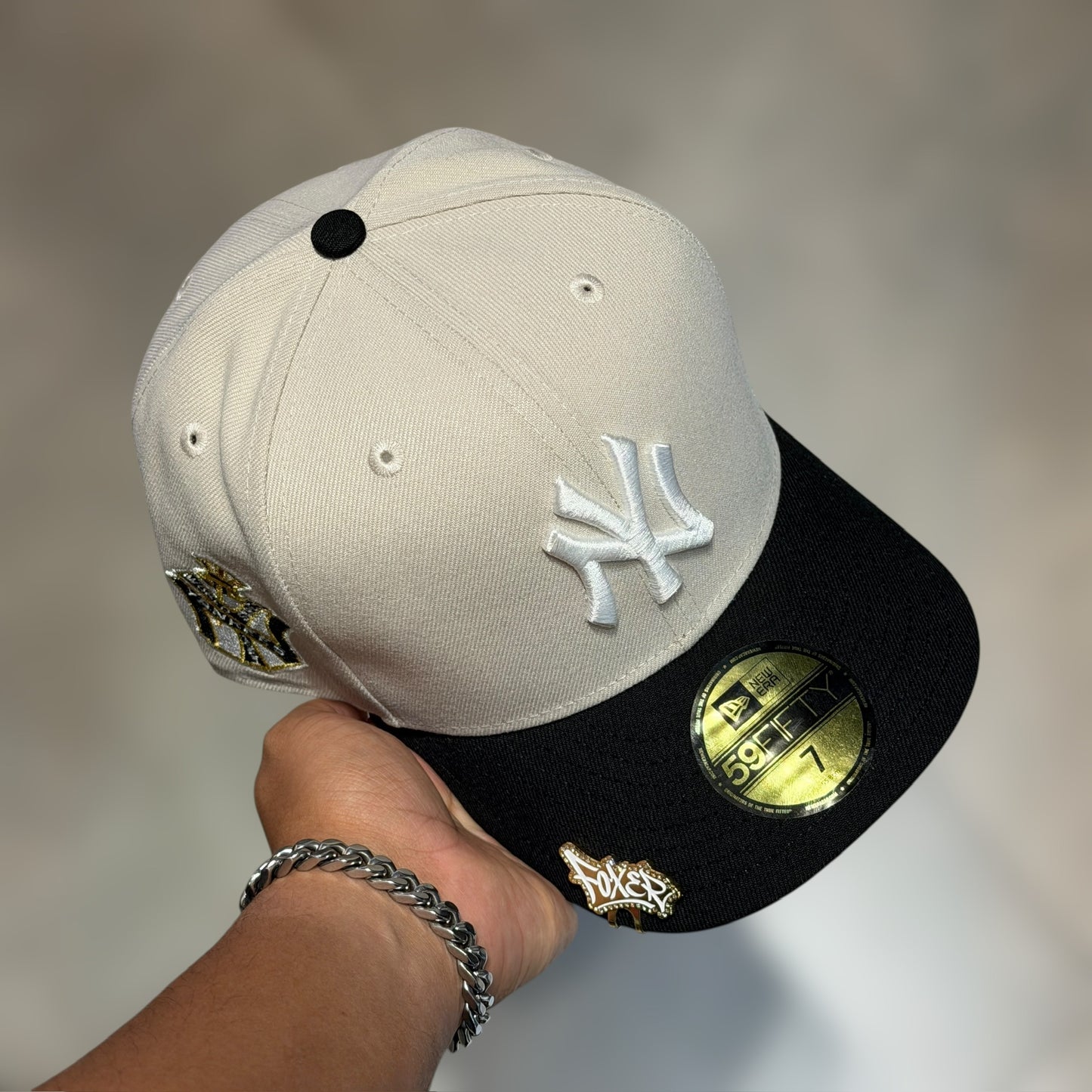 59FIFTY NY YANKEES BEIGE BLACK VISOR