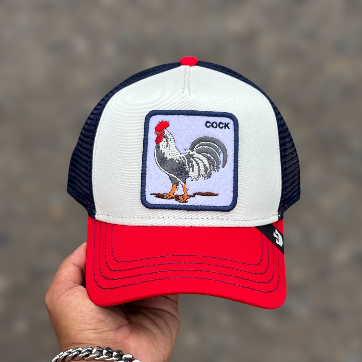 GOORIN BROS COCK BEIGE RED VISOR