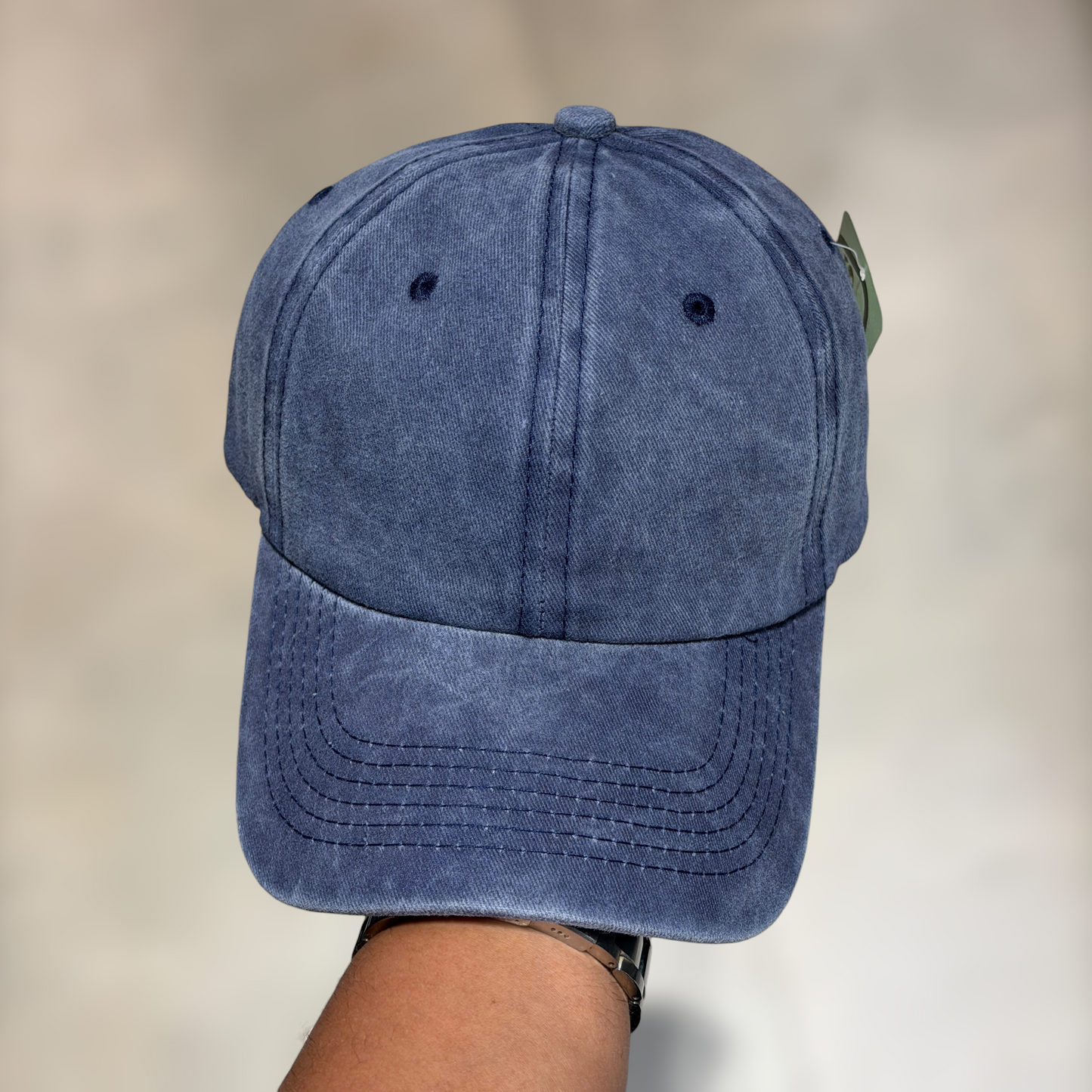 GORRA WASHED azul llana para bordados