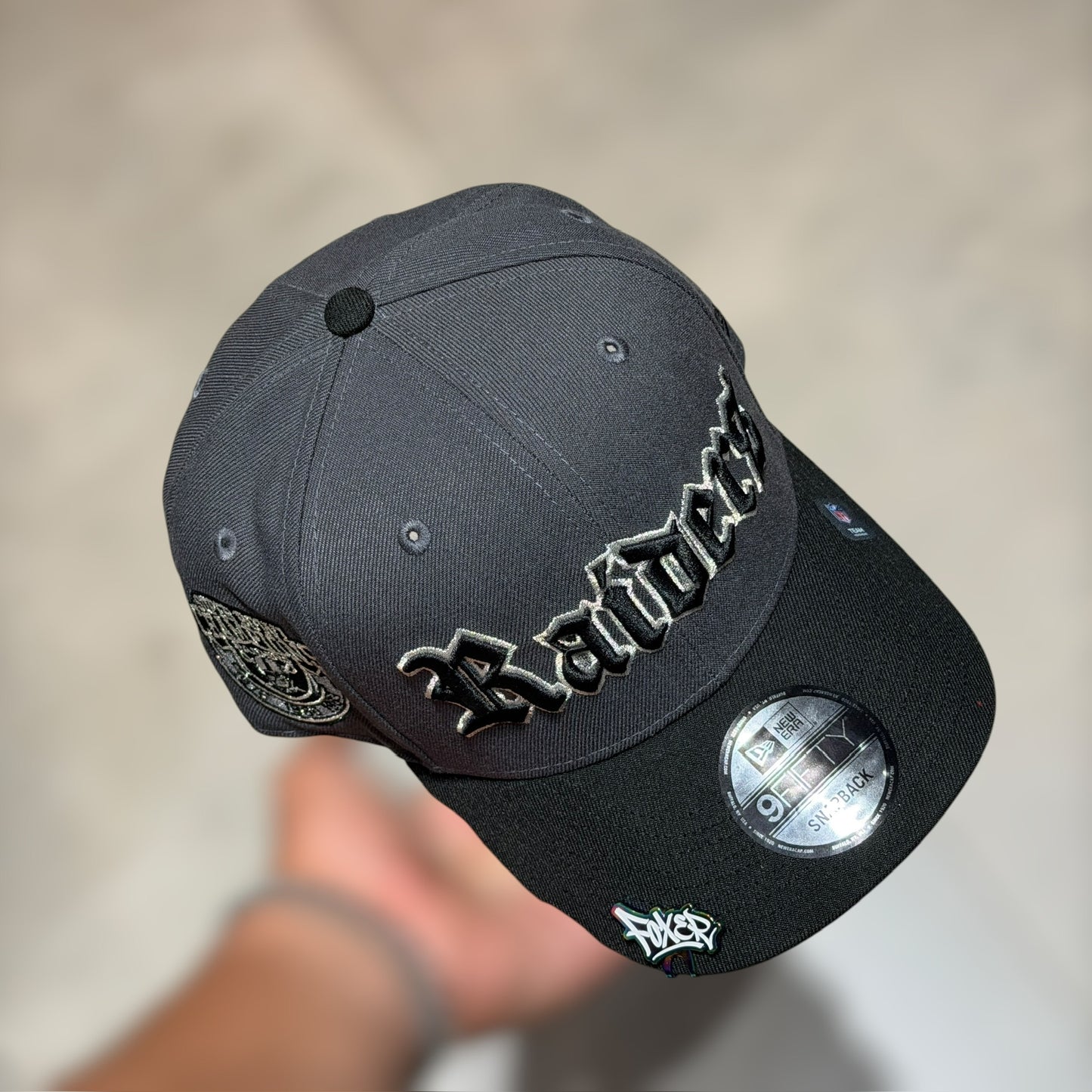 9FIFTY LOS RAIDERS GREY BLACK PATCH