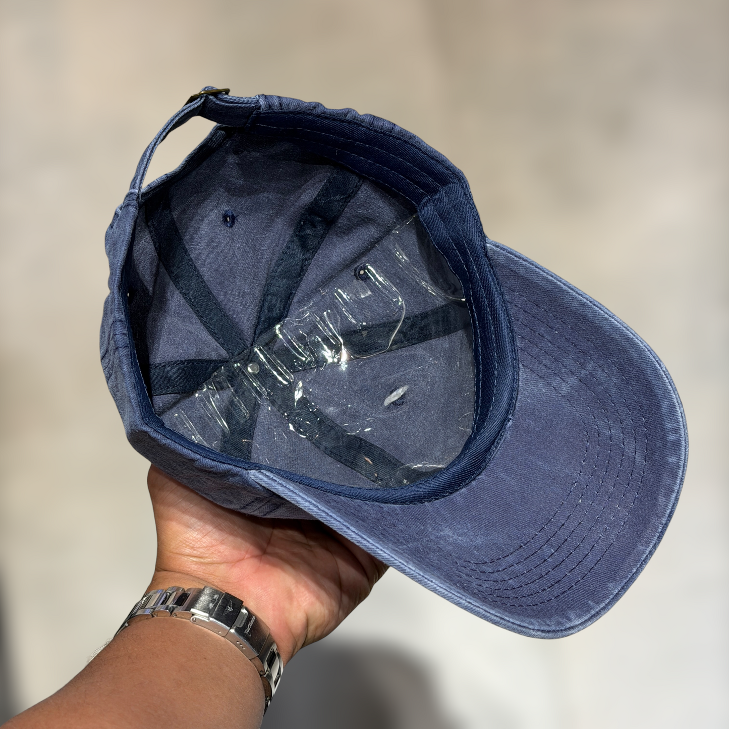 GORRA WASHED azul llana para bordados