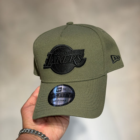 9FORTY A FRAME LOS LAKERS OLIVE GREEN BLACK LOGO