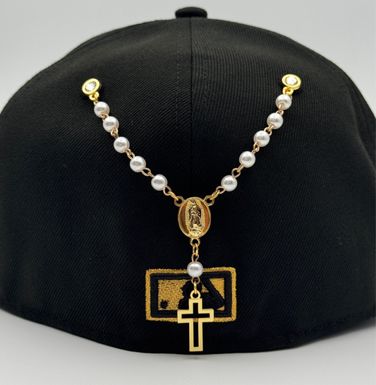 PIN CADENA ROSARIO BLANCO VIRGEN