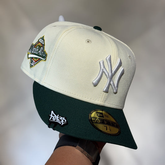 59FIFTY NY YANKEES BEIGE WHITE LOGO VISOR DARK GREEN WS 1996