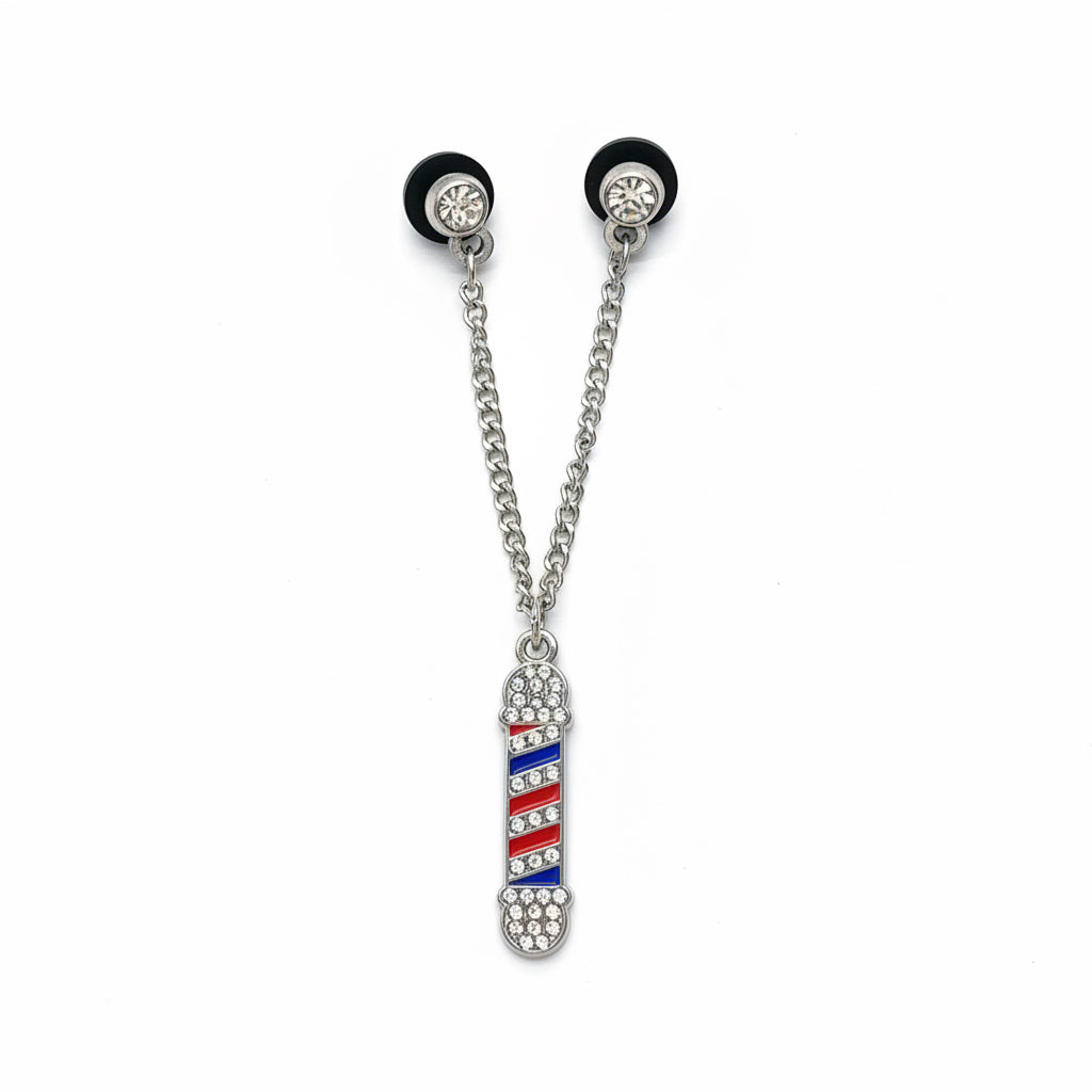 PIN METALICO CADENA BARBER POLE PLATEADO